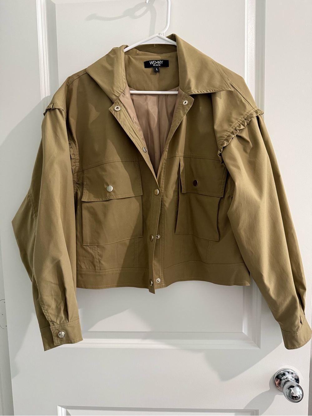 WD.NY Khaki Utility Crop Jacket Sz L NWOT